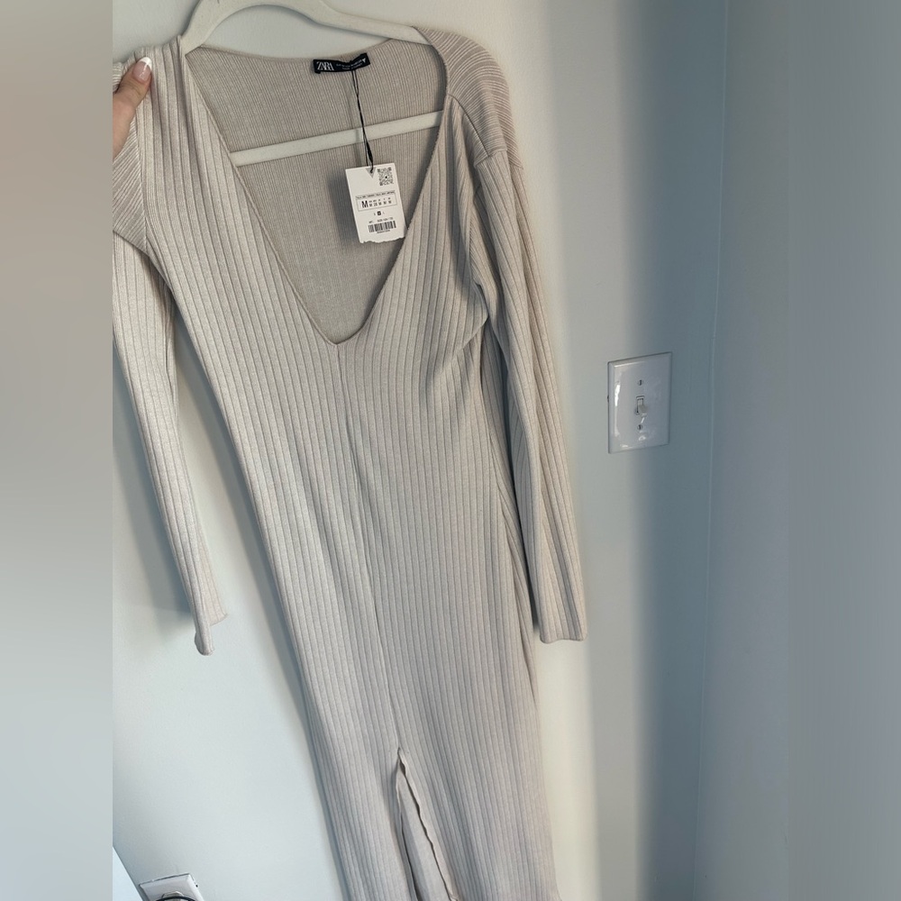 Zara tan dress with a slit